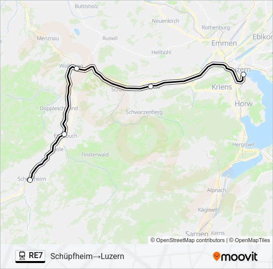 RE7 Train Line Map