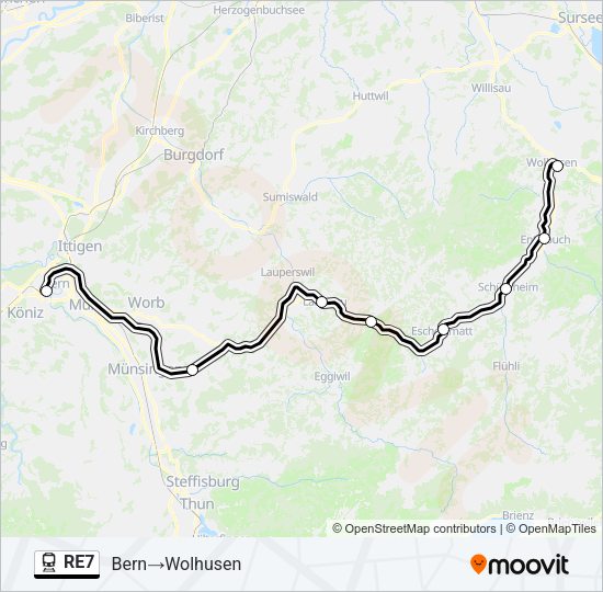 RE7 Train Line Map