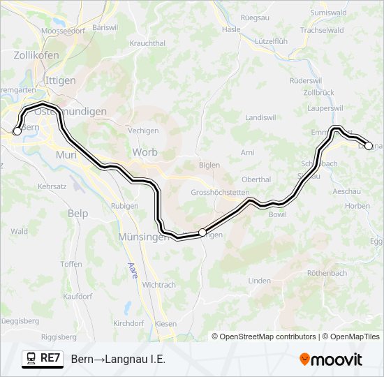 RE7 Train Line Map