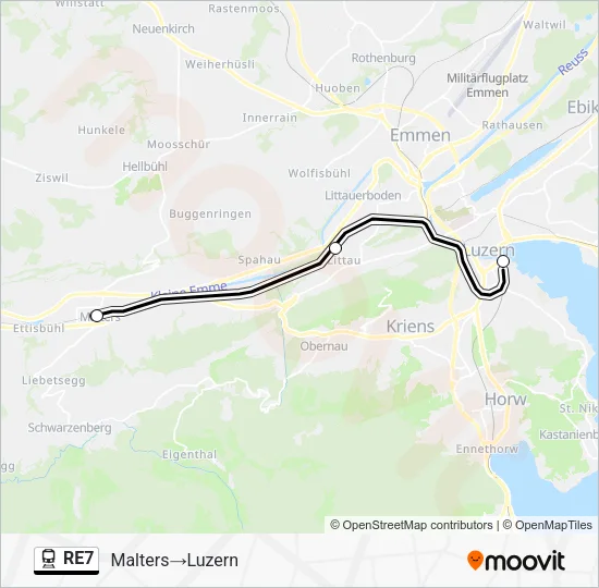 RE7 Train Line Map
