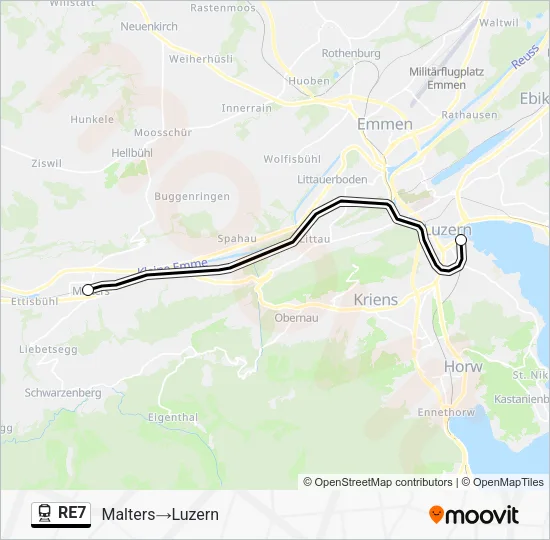 RE7 Train Line Map