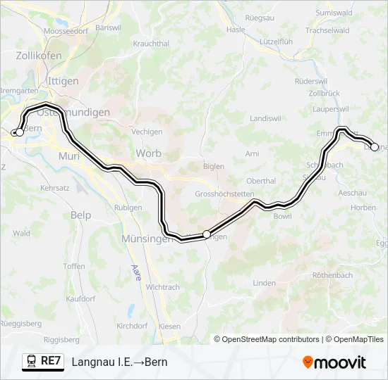 RE7 Train Line Map