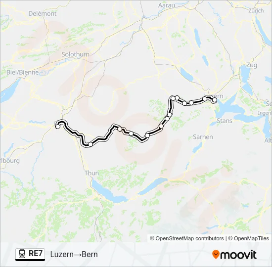 Plan de la ligne RE7 de train
