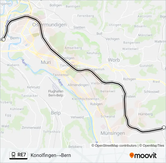 Plan de la ligne RE7 de train