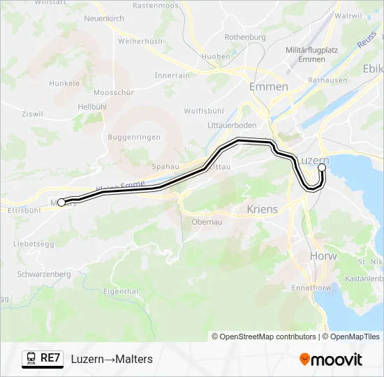 RE7 Train Line Map