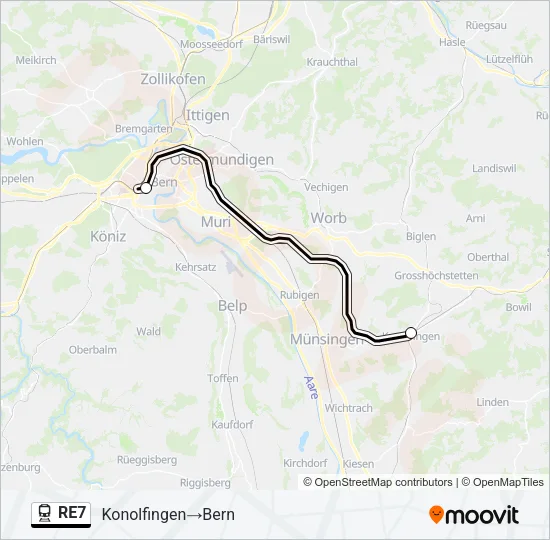 Plan de la ligne RE7 de train