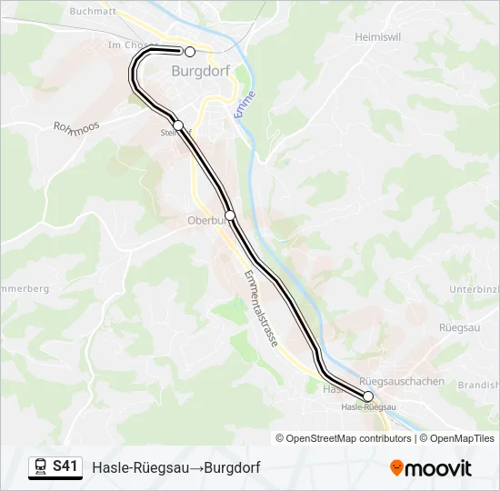 Plan de la ligne S41 de train