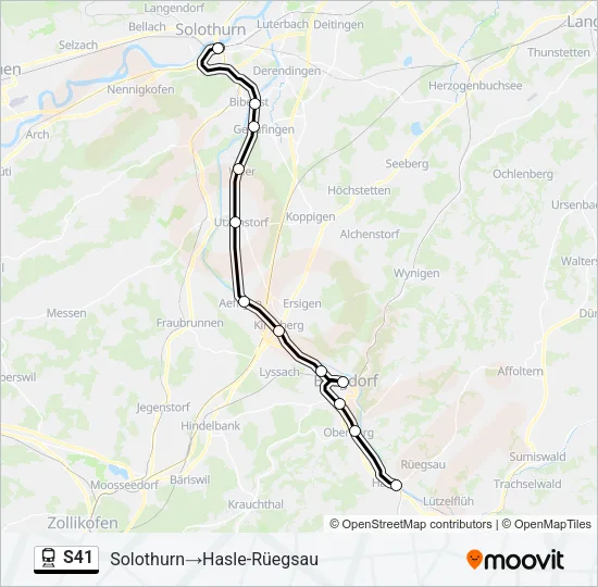 Plan de la ligne S41 de train