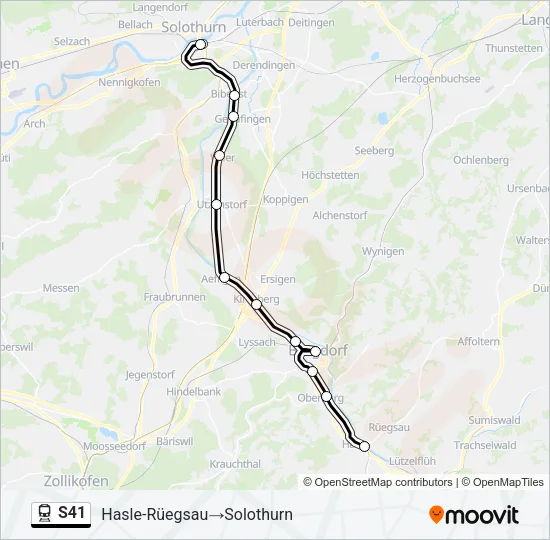 Plan de la ligne S41 de train