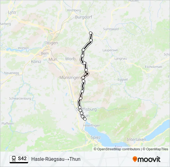 Plan de la ligne S42 de train