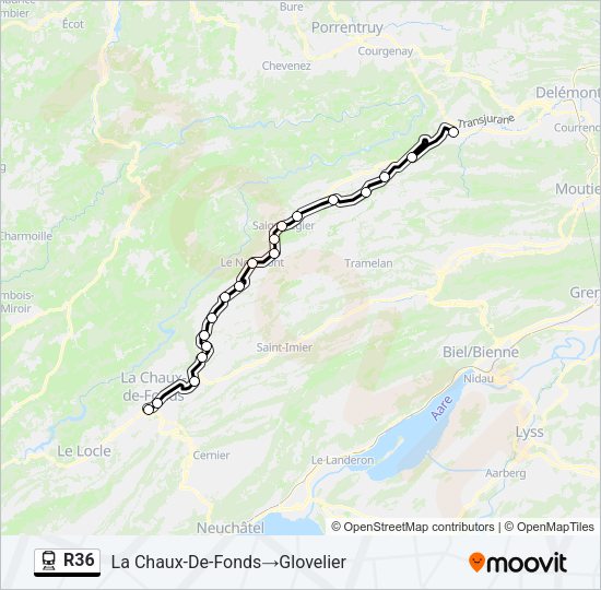 R36 Train Line Map
