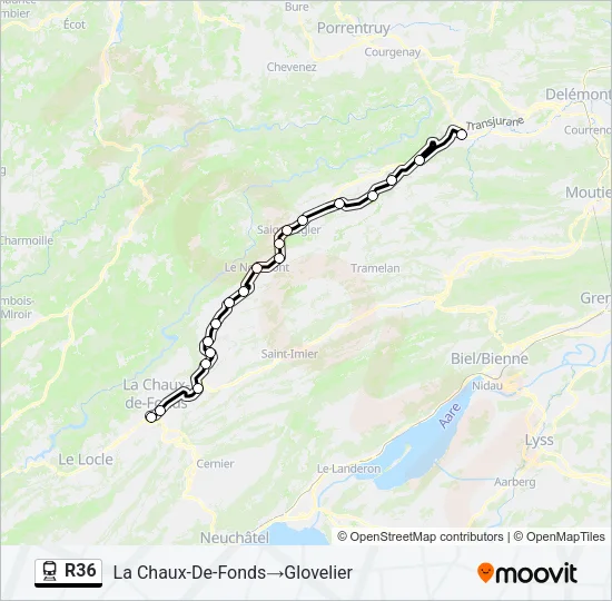 R36 Train Line Map