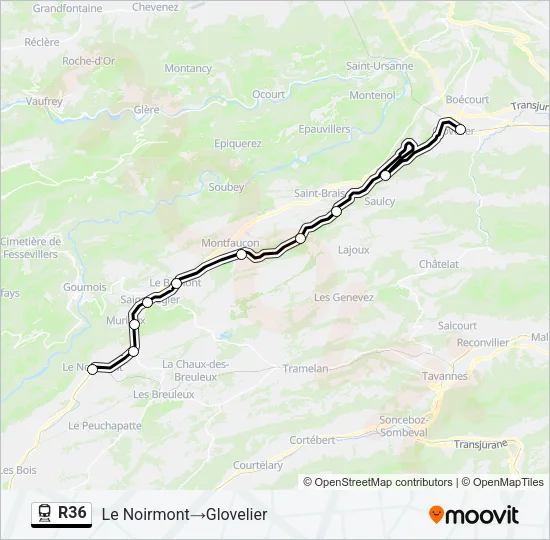 R36 Train Line Map