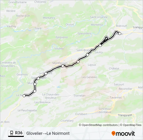 R36 Train Line Map