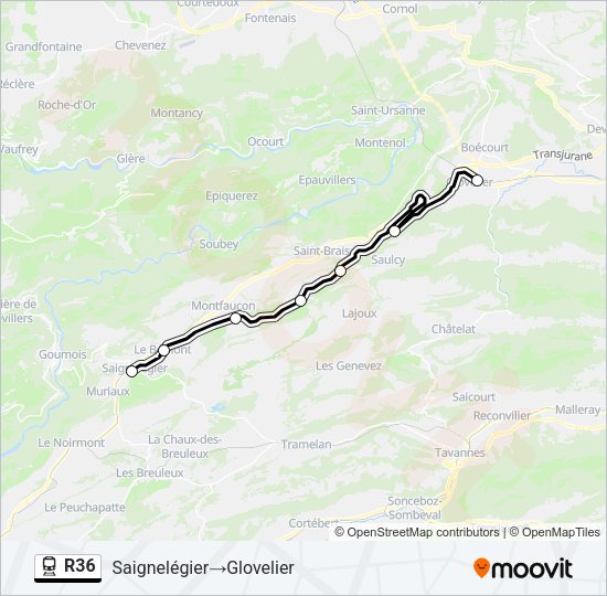 R36 Train Line Map