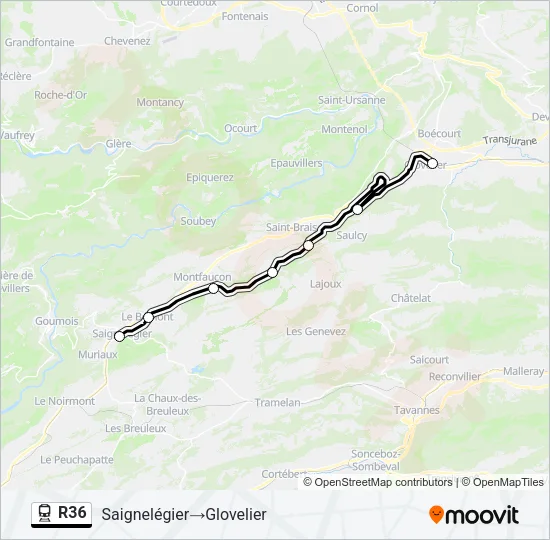 R36 Train Line Map