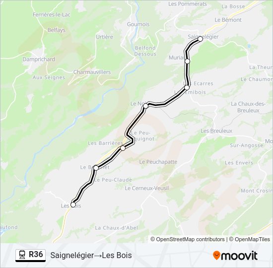 R36 Train Line Map