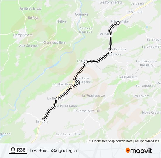 R36 Train Line Map