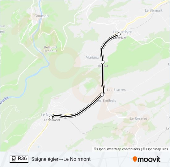 R36 Train Line Map