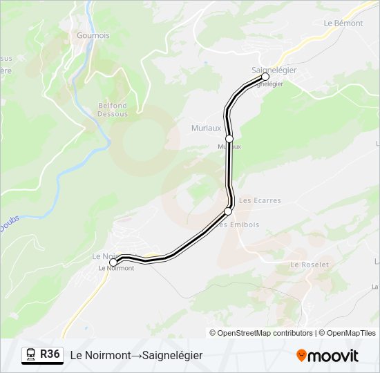 R36 Train Line Map