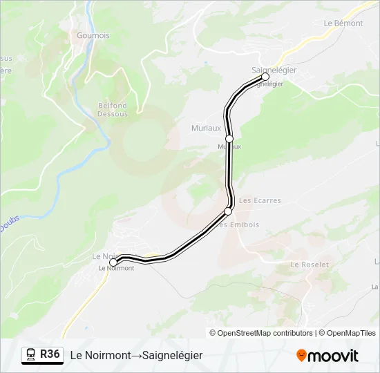 R36 Train Line Map