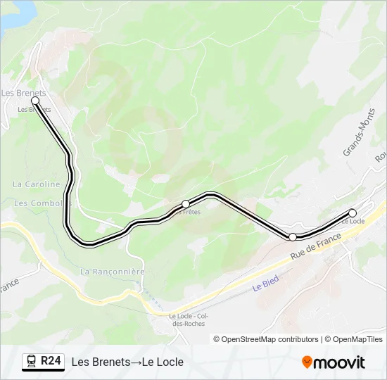 Plan de la ligne R24 de train