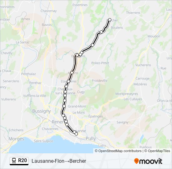 R20 train Line Map