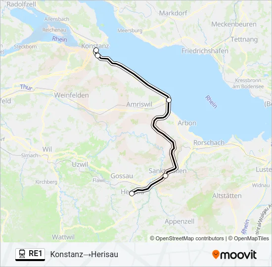 RE1 Train Line Map