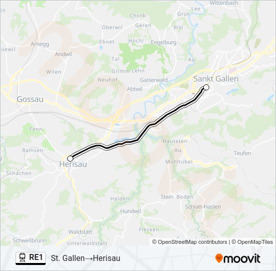 RE1 Train Line Map