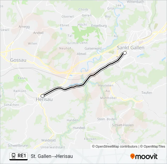 RE1 Train Line Map