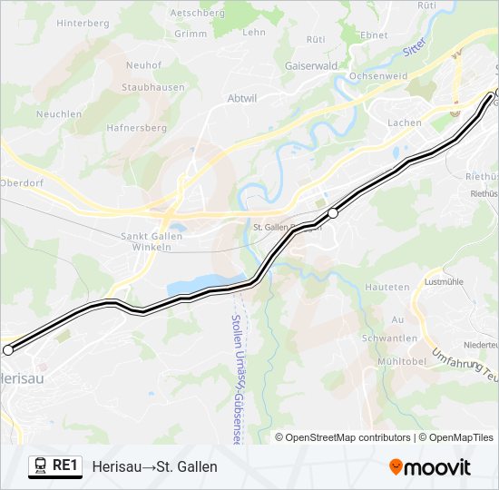 RE1 Train Line Map