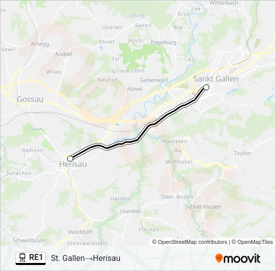 RE1 Train Line Map