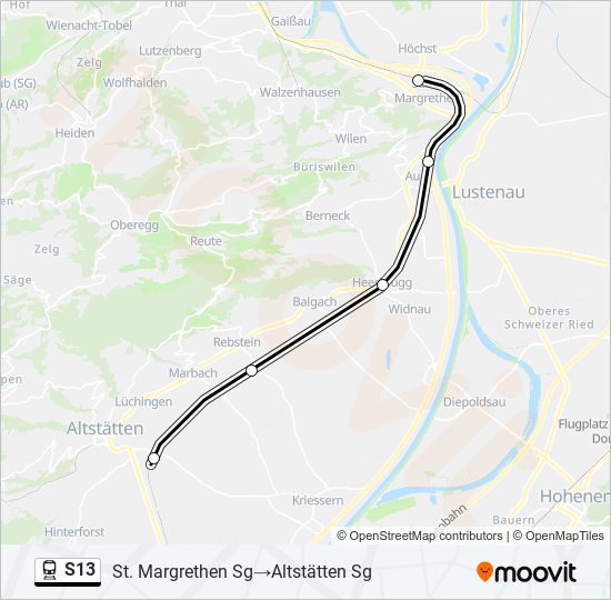 Plan de la ligne S13 de train