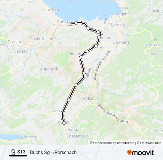 Plan de la ligne S13 de train