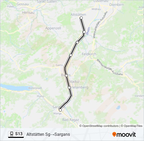 Plan de la ligne S13 de train