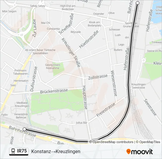IR75 Train Line Map