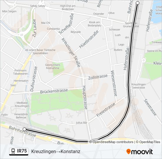 IR75 Train Line Map