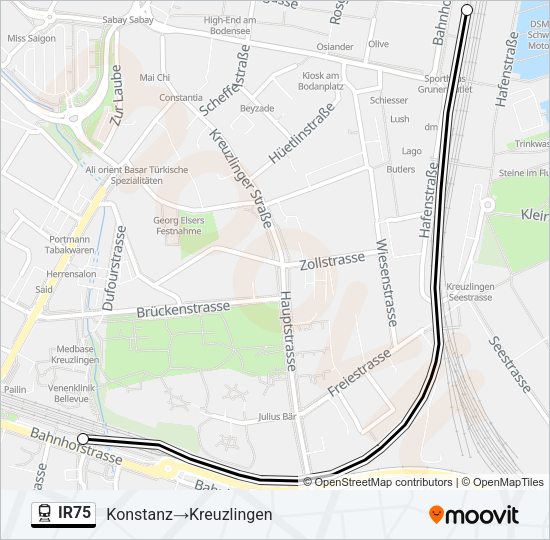 IR75 Train Line Map