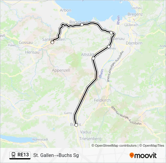 RE13 Train Line Map
