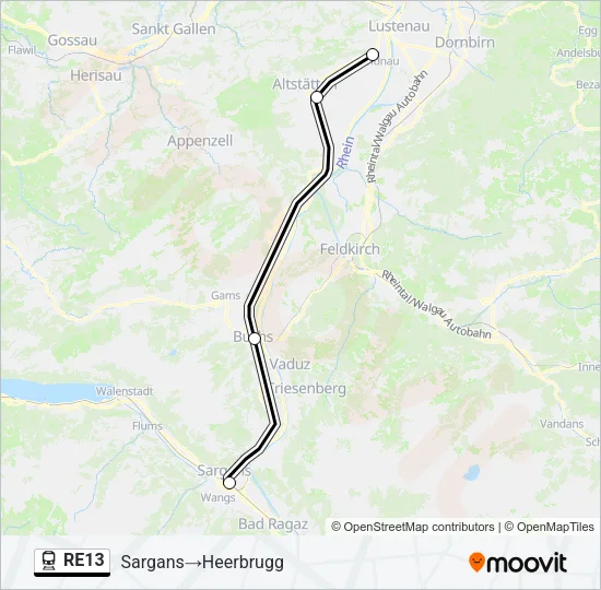 RE13 Train Line Map