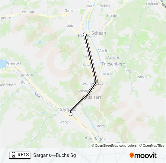Plan de la ligne RE13 de train