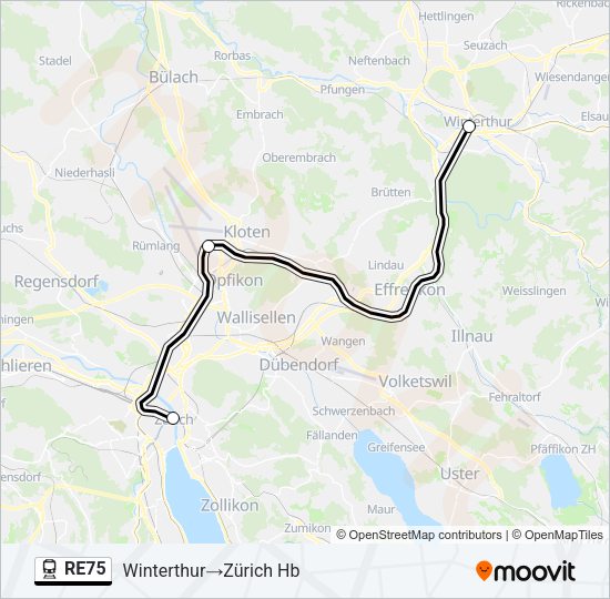RE75 Train Line Map