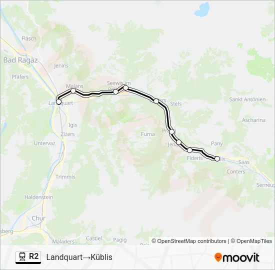 R2 Train Line Map