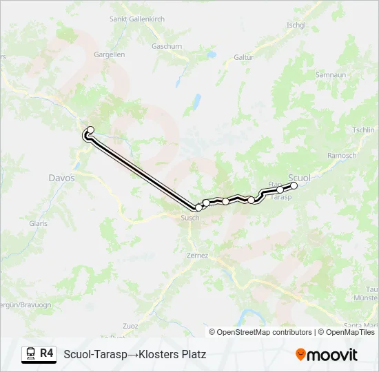 Plan de la ligne R4 de train