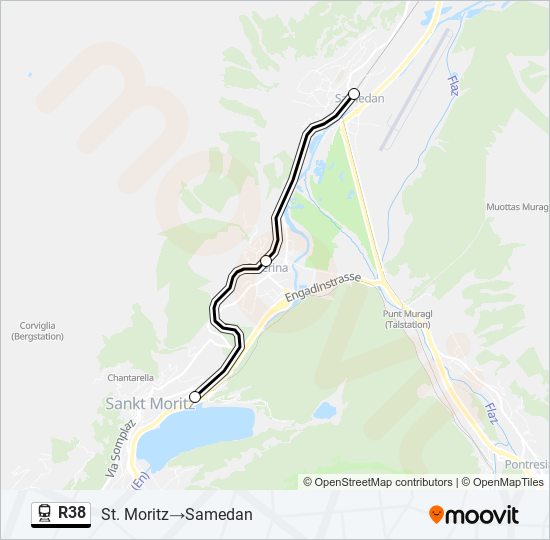 Plan de la ligne R38 de train