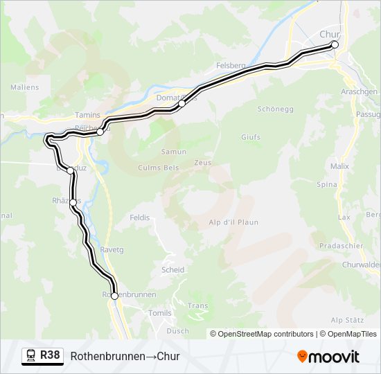 R38 Train Line Map