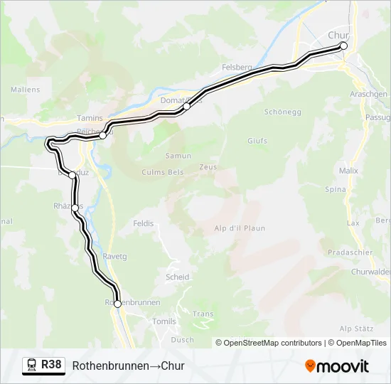 R38 Train Line Map