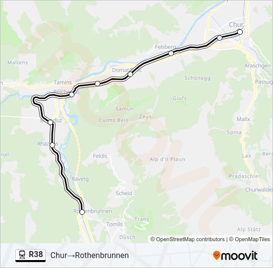 R38 Train Line Map