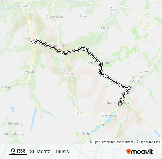 Plan de la ligne R38 de train