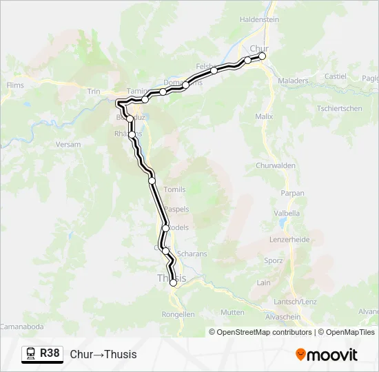 R38 Train Line Map